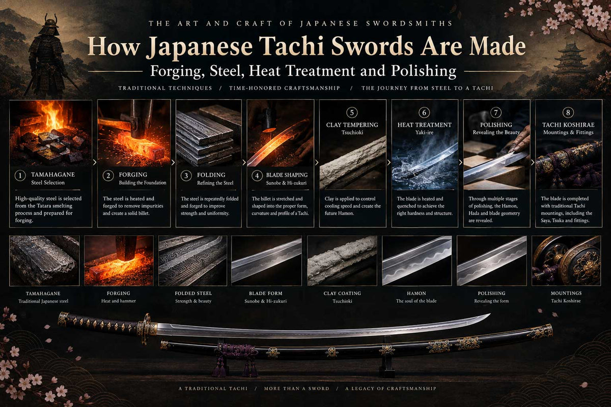 How Japanese Tachi Swords Are Made: Forging, Steel, Heat Treatment and Polishing