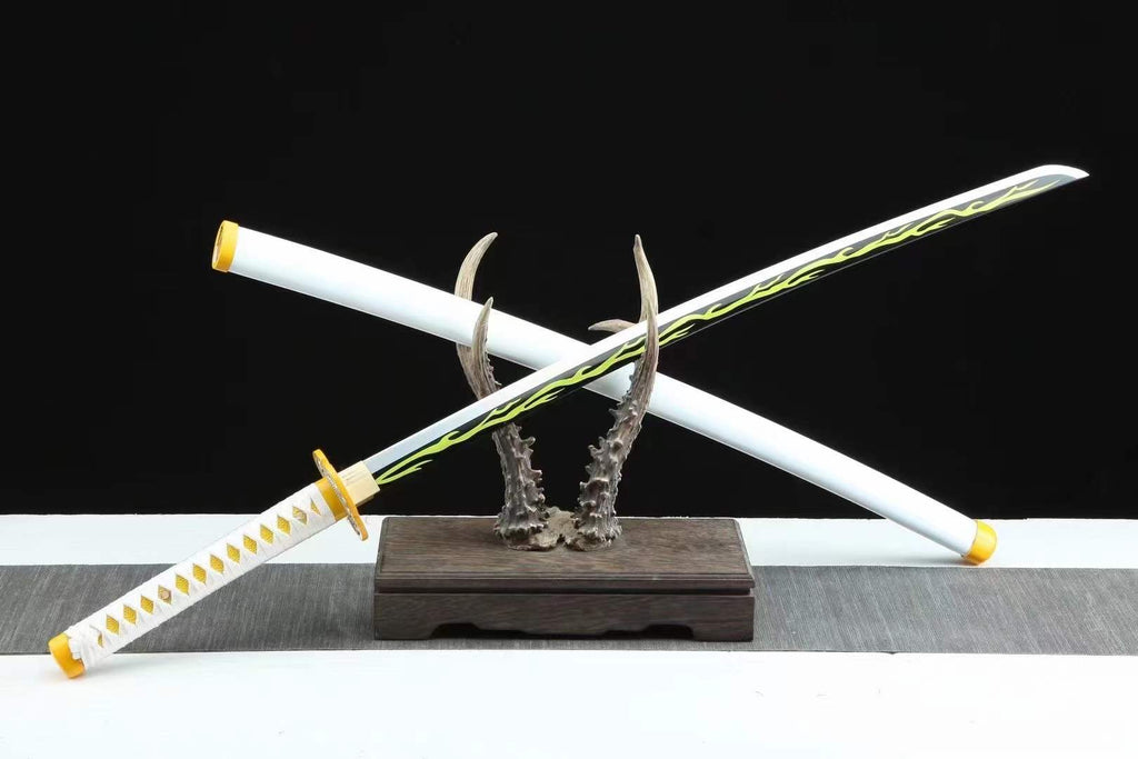 Zenitsu Agatsuma Nichirin Sword – Yellow Lightning Blade Demon Slayer Katana 1045 Carbon Steel(Sharp)