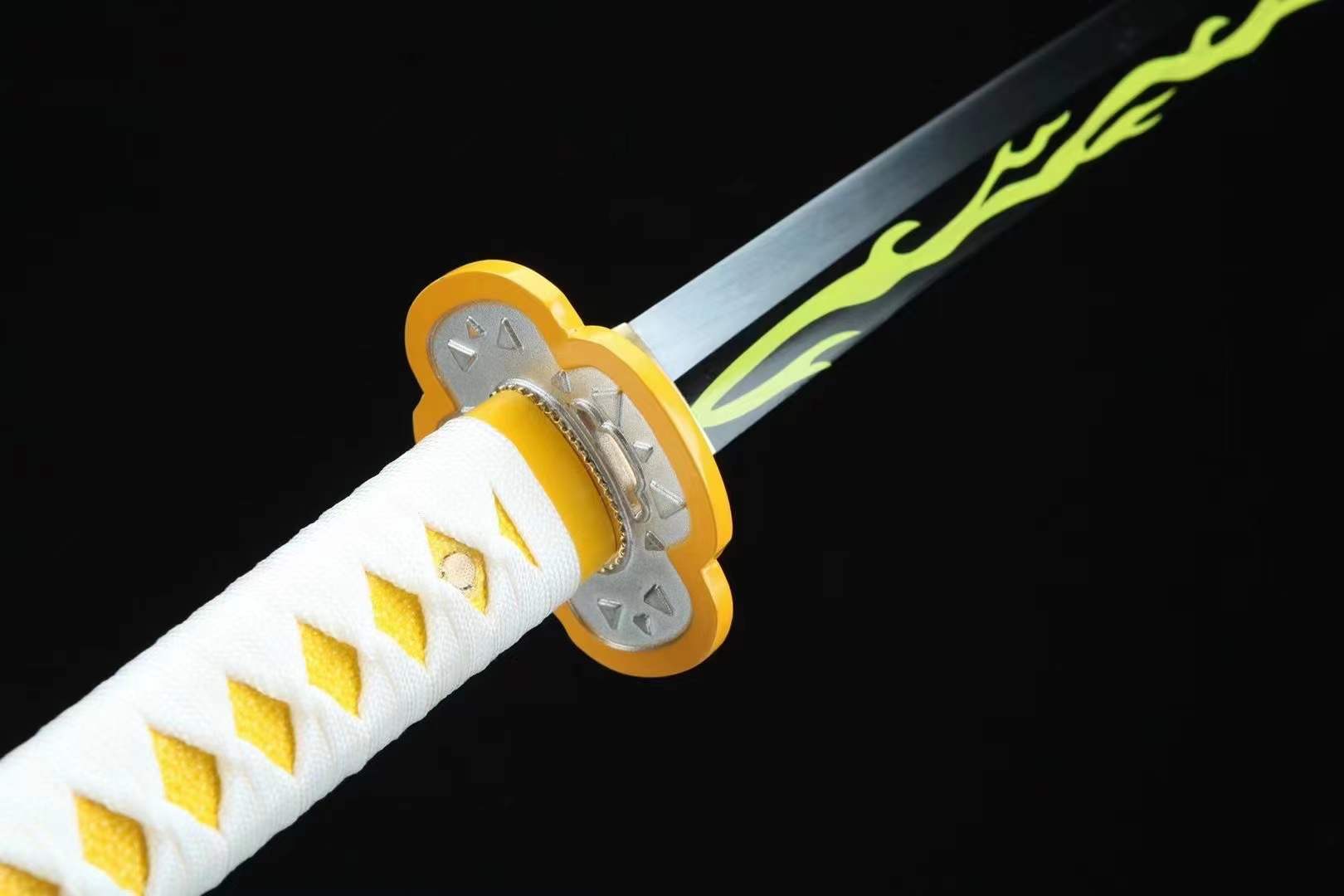 Zenitsu Agatsuma Nichirin Sword – Yellow Lightning Blade Demon Slayer Katana 1045 Carbon Steel(Sharp)