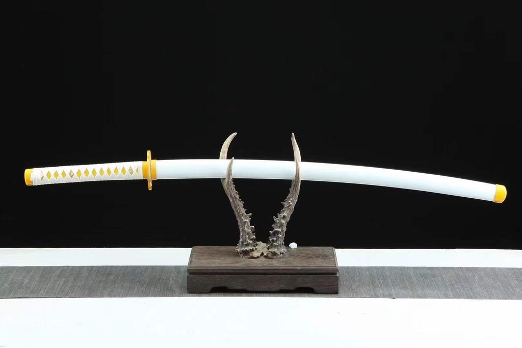 Zenitsu Agatsuma Nichirin Sword – Yellow Lightning Blade Demon Slayer Katana 1045 Carbon Steel(Sharp)