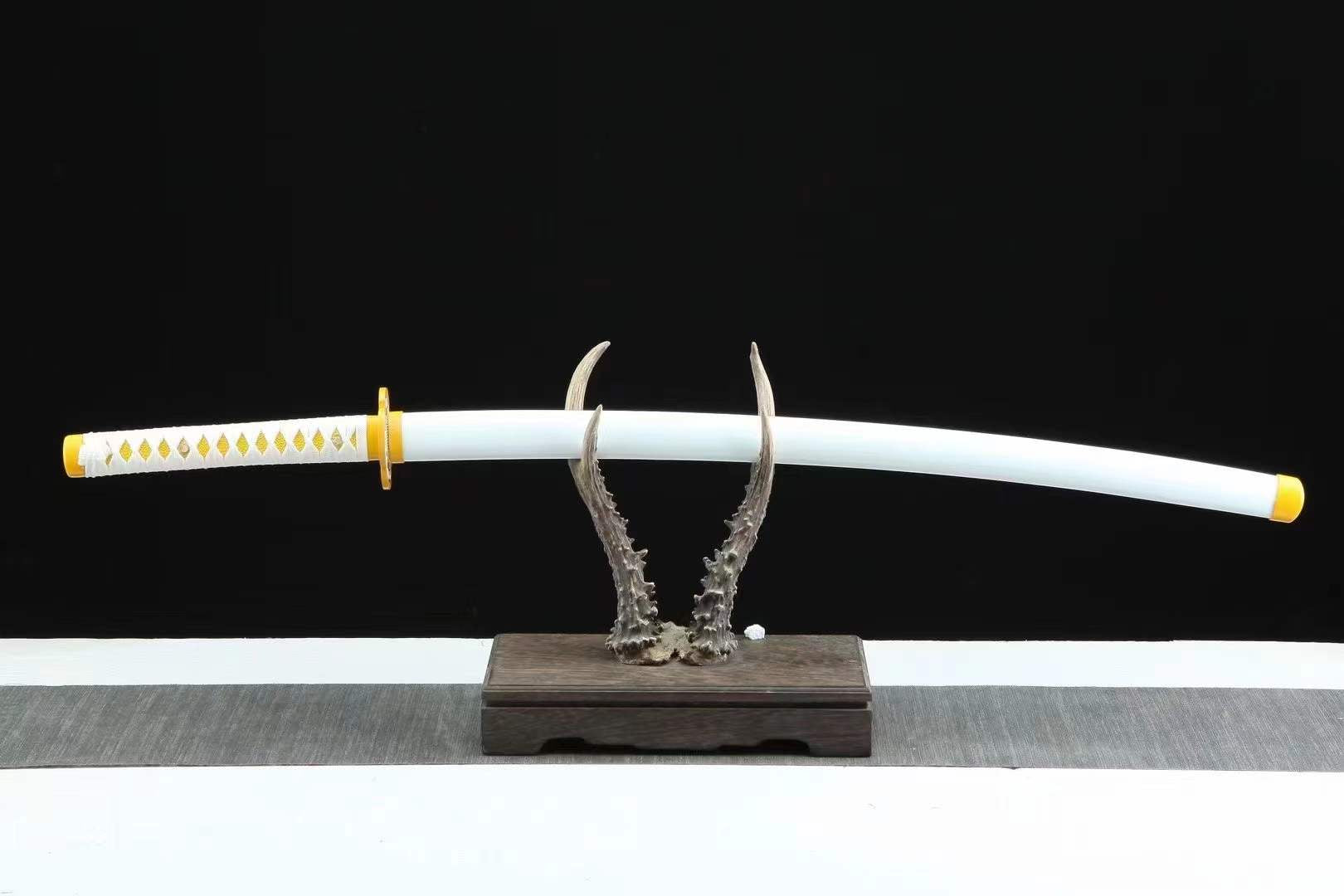 Zenitsu Agatsuma Nichirin Sword – Yellow Lightning Blade Demon Slayer Katana 1045 Carbon Steel(Sharp)