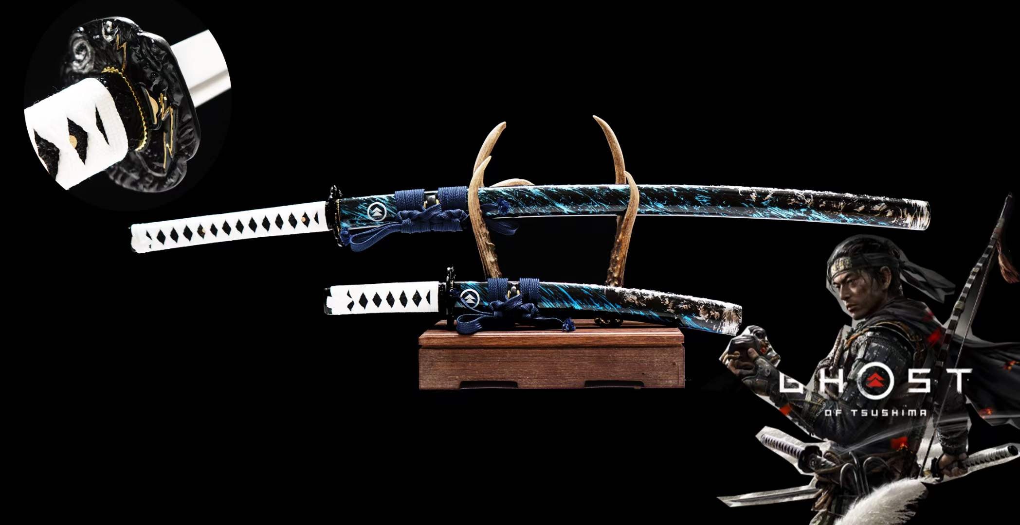 Ghost of Tsushima Samurai Sword Set Handmade Katana & Wakizashi Set Spring Steel Japanese Sword