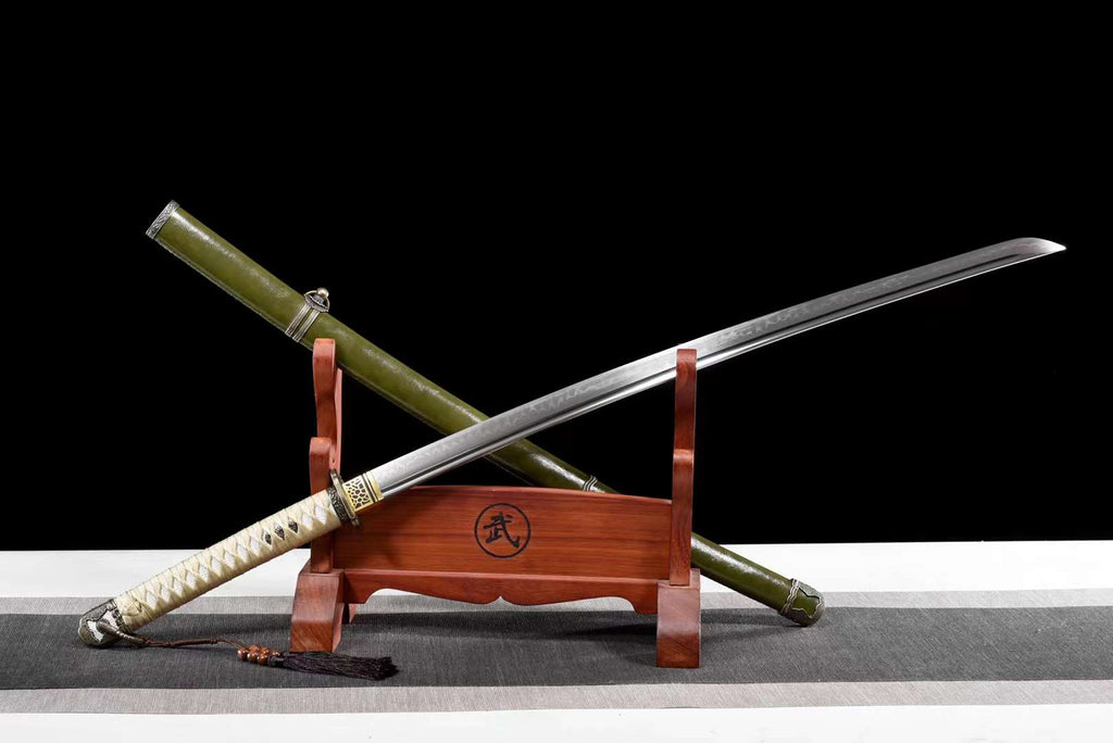 HandMade Japanese Samurai Katana Clay Tempered T-10 Steel Military Sword Type 98 Tsuba（副本）