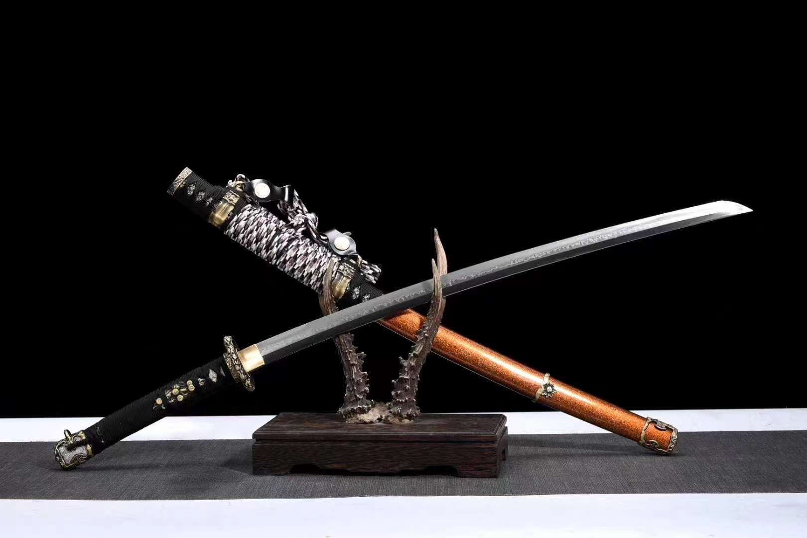 Handmade Japanese Tachi Katana Clay Tempered T-10 Steel Choji Hamon Sword
