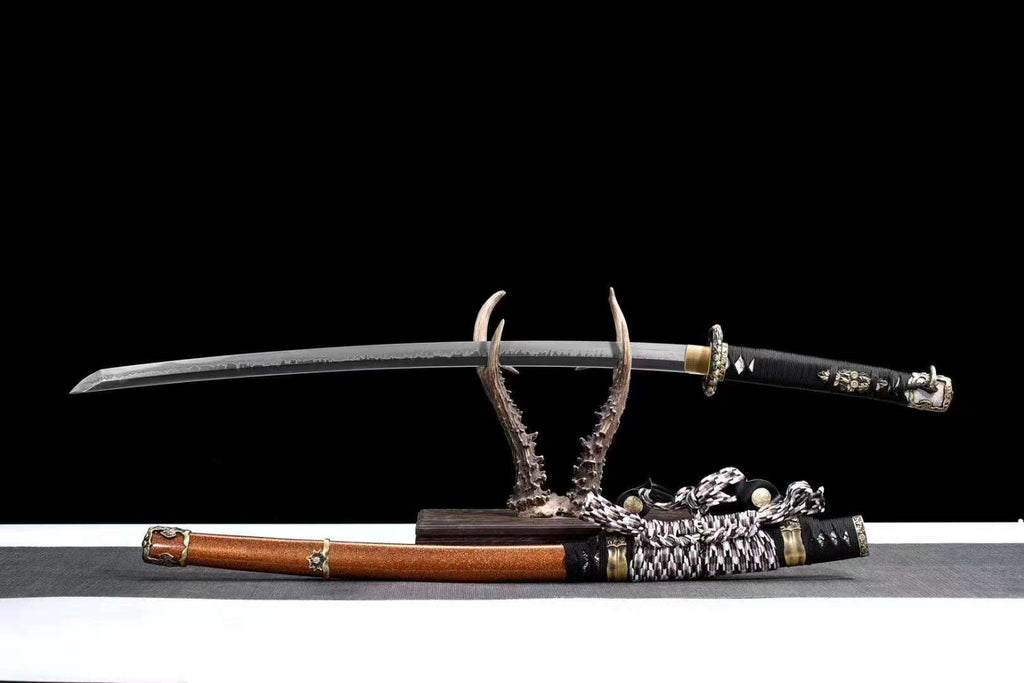Handmade Japanese Tachi Katana Clay Tempered T-10 Steel Choji Hamon Sword