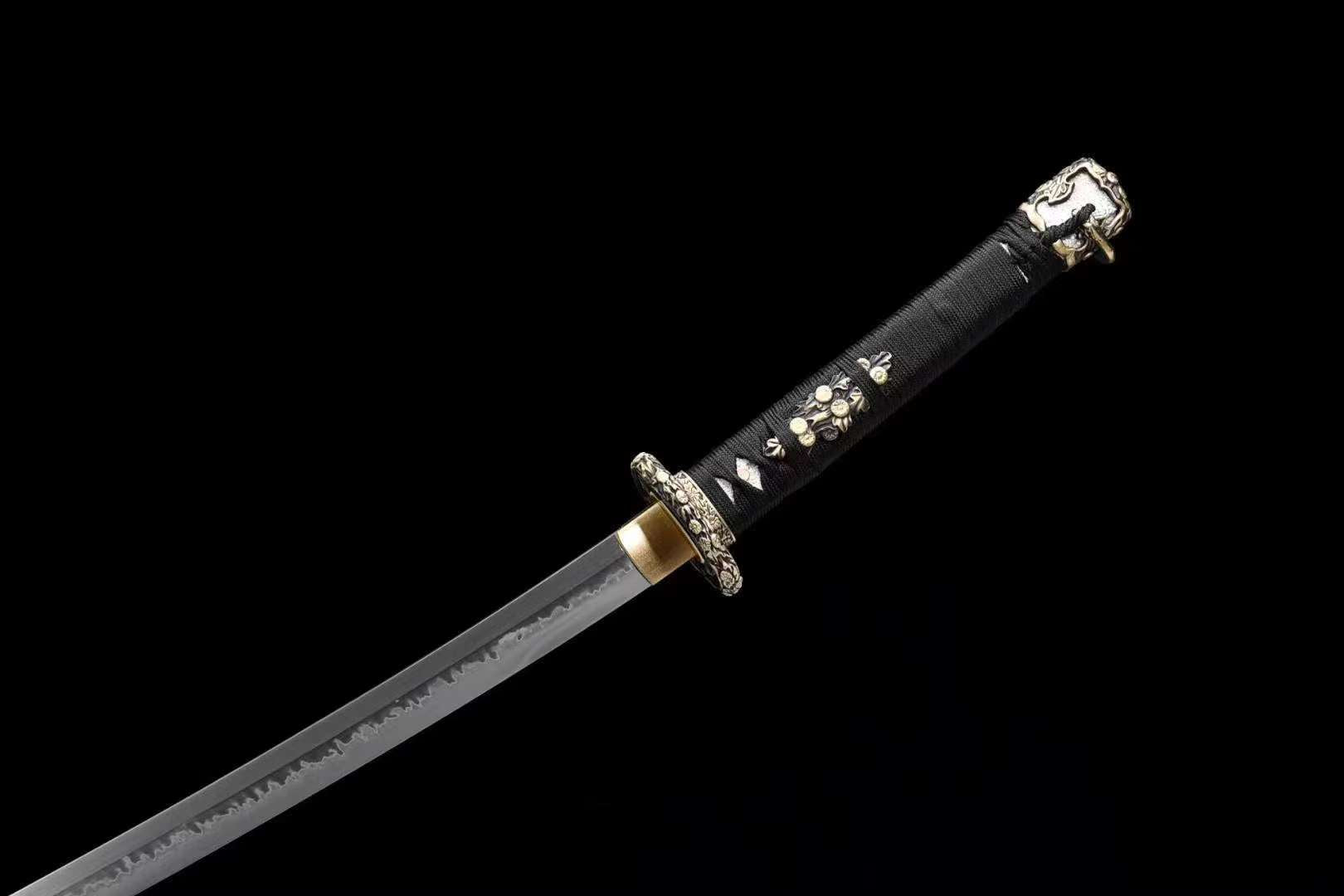 Handmade Japanese Tachi Katana Clay Tempered T-10 Steel Choji Hamon Sword