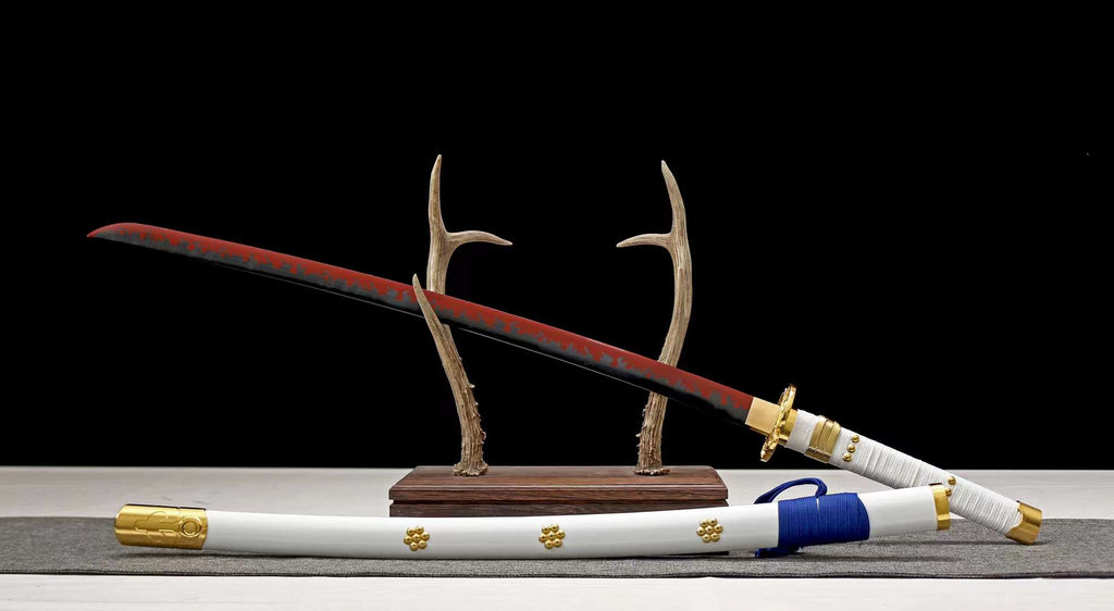 One Piece Ame no Habakiri Katana Kozuki Oden’s Heaven‑Cutting White Wano Sword Replica 1045 High Carbon Steel