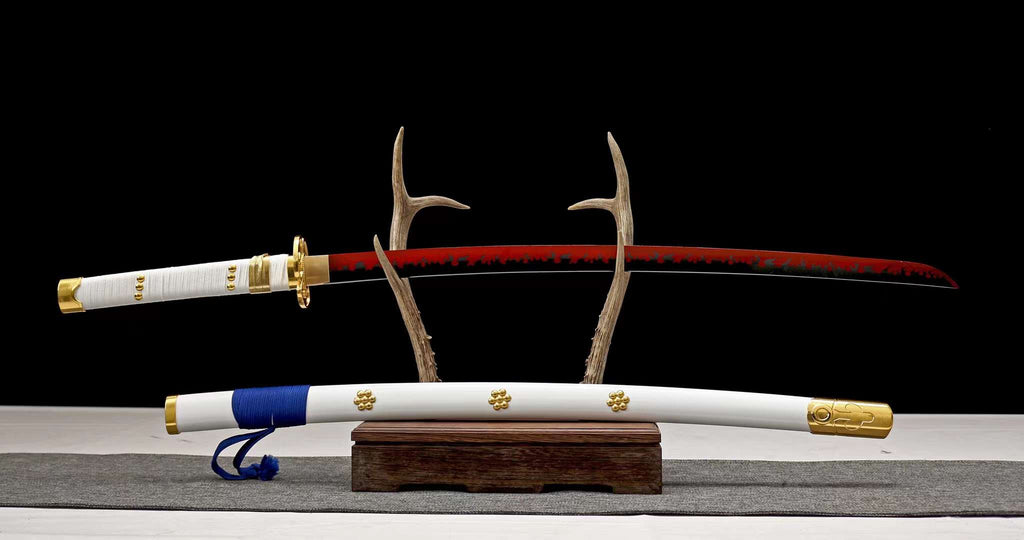 One Piece Ame no Habakiri Katana Kozuki Oden’s Heaven‑Cutting White Wano Sword Replica 1045 High Carbon Steel