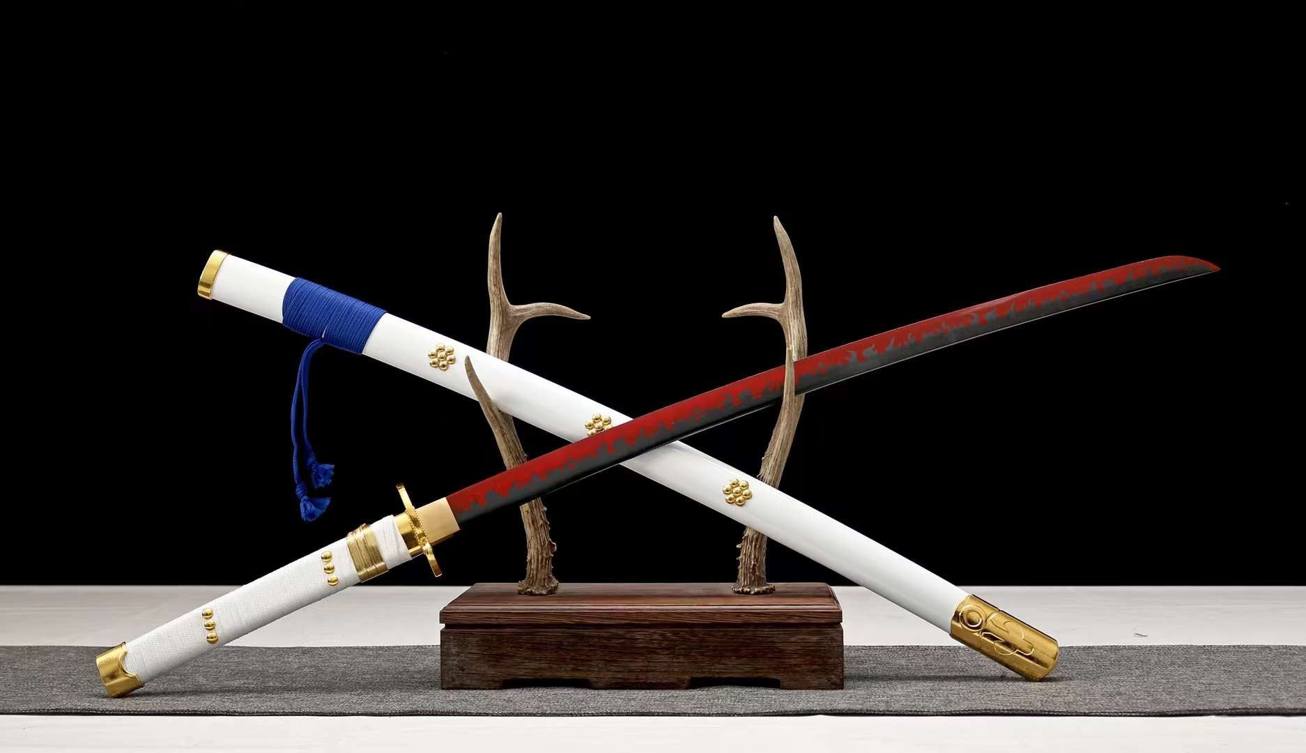 One Piece Ame no Habakiri Katana Kozuki Oden’s Heaven‑Cutting White Wano Sword Replica 1045 High Carbon Steel
