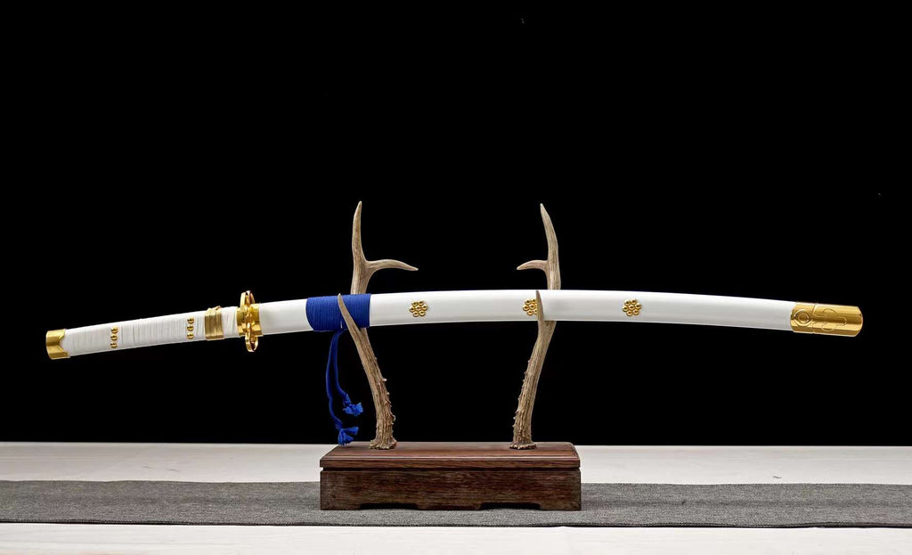 One Piece Ame no Habakiri Katana Kozuki Oden’s Heaven‑Cutting White Wano Sword Replica 1045 High Carbon Steel