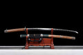 26 Inch Manganese Steel Japanese Katana Black Blade Handmade Samurai Tachi Sword Battle Ready