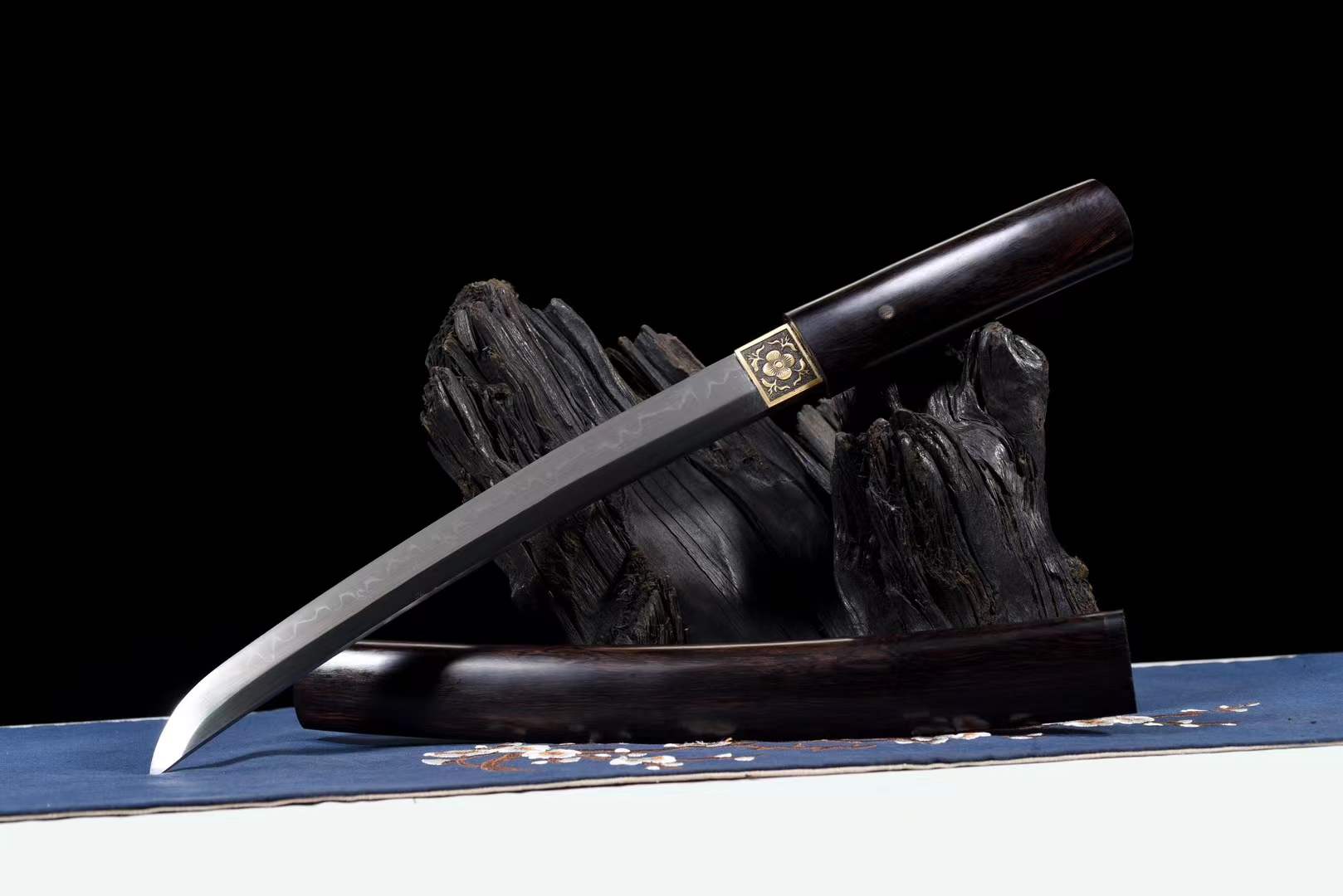 Handmade Japanese Tanto Samurai Sword Full Tang T10 Steel Clay Tempering Mini Katana Sword