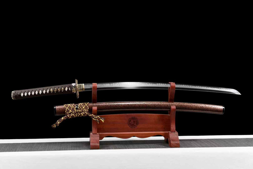 T10 Steel Katana – Japanese High Polish, Clay-Tempered Samurai Sword with Gilt Copper Fittings