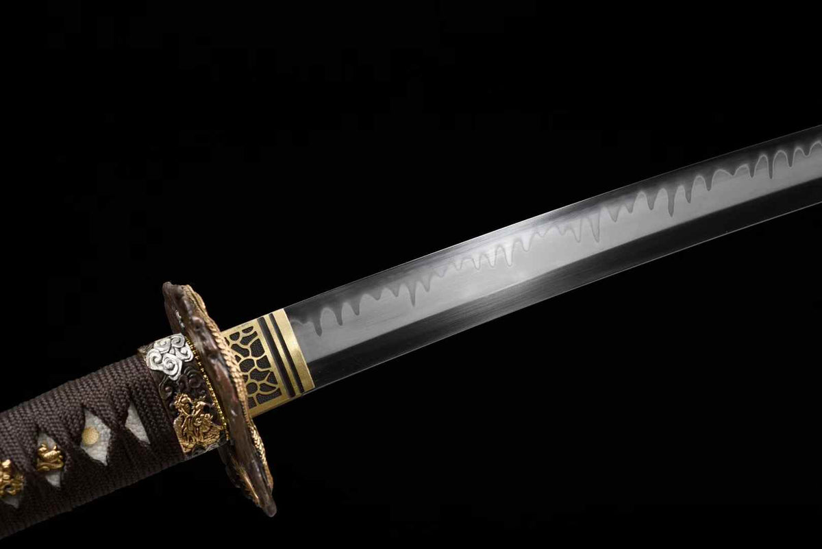T10 Steel Katana – Japanese High Polish, Clay-Tempered Samurai Sword with Gilt Copper Fittings