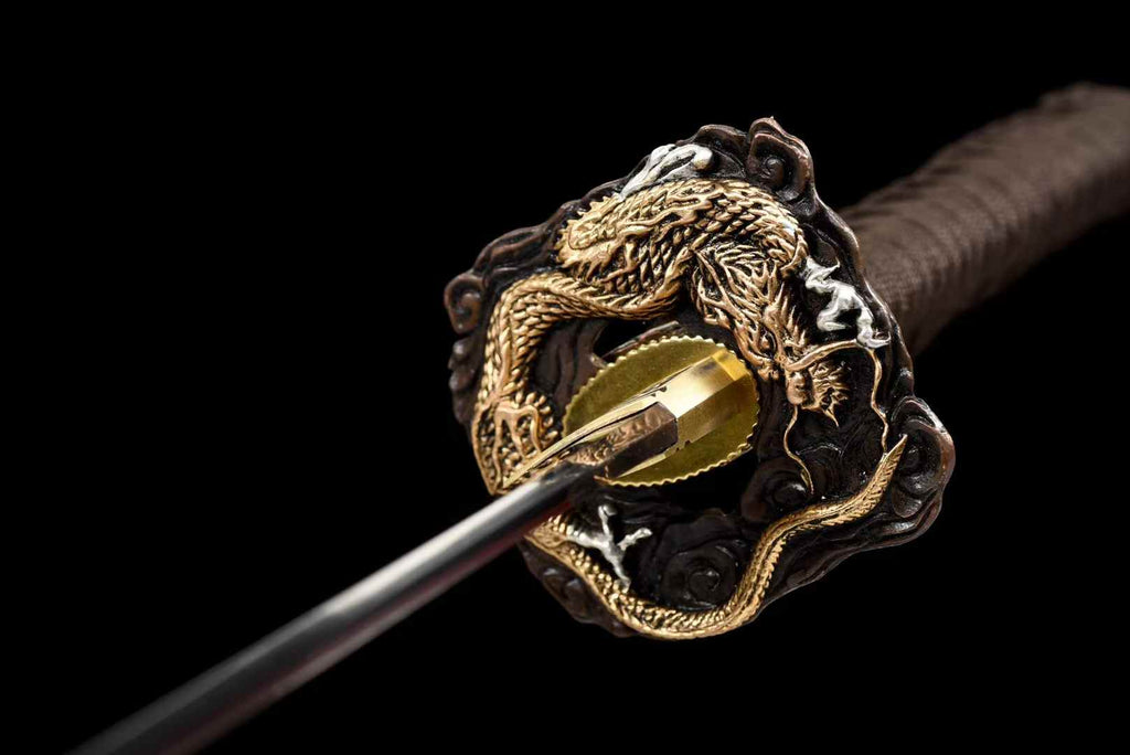T10 Steel Katana – Japanese High Polish, Clay-Tempered Samurai Sword with Gilt Copper Fittings