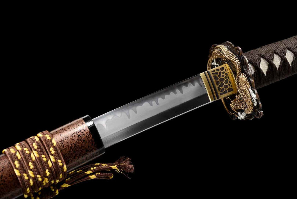 T10 Steel Katana – Japanese High Polish, Clay-Tempered Samurai Sword with Gilt Copper Fittings