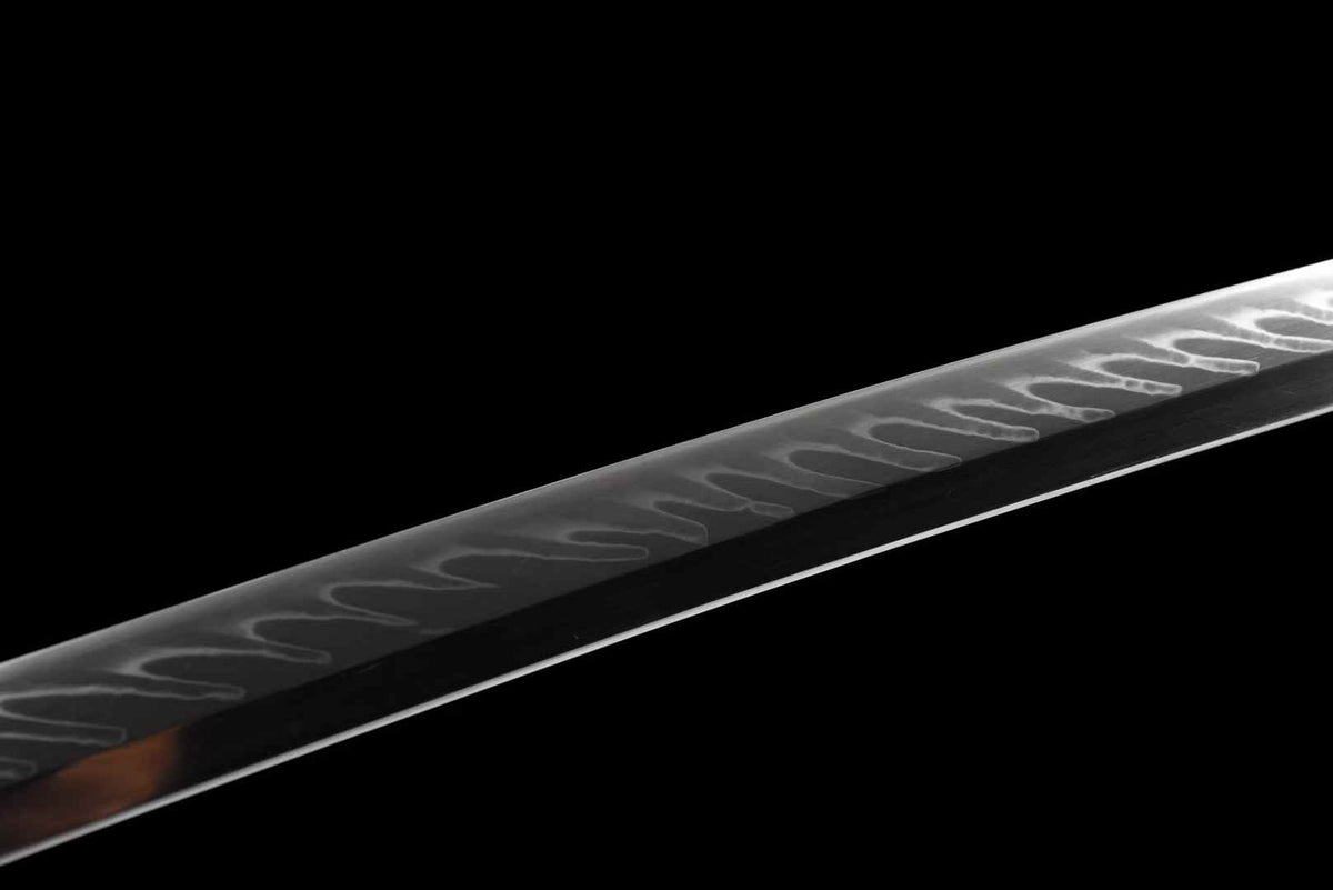 T10 Steel Katana – Wave Hamon Clay-Tempered Samurai Sword, Copper Fittings