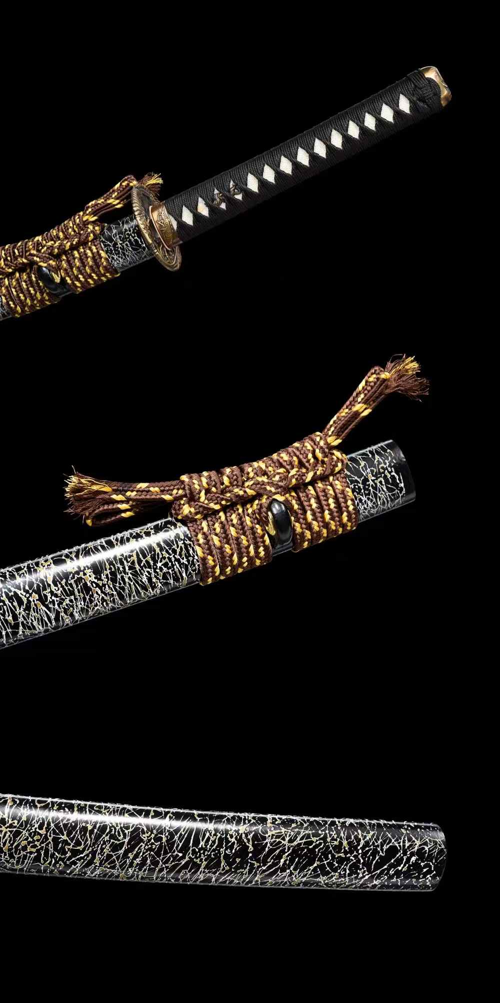 T10 Steel Katana – Wave Hamon Clay-Tempered Samurai Sword, Copper Fittings