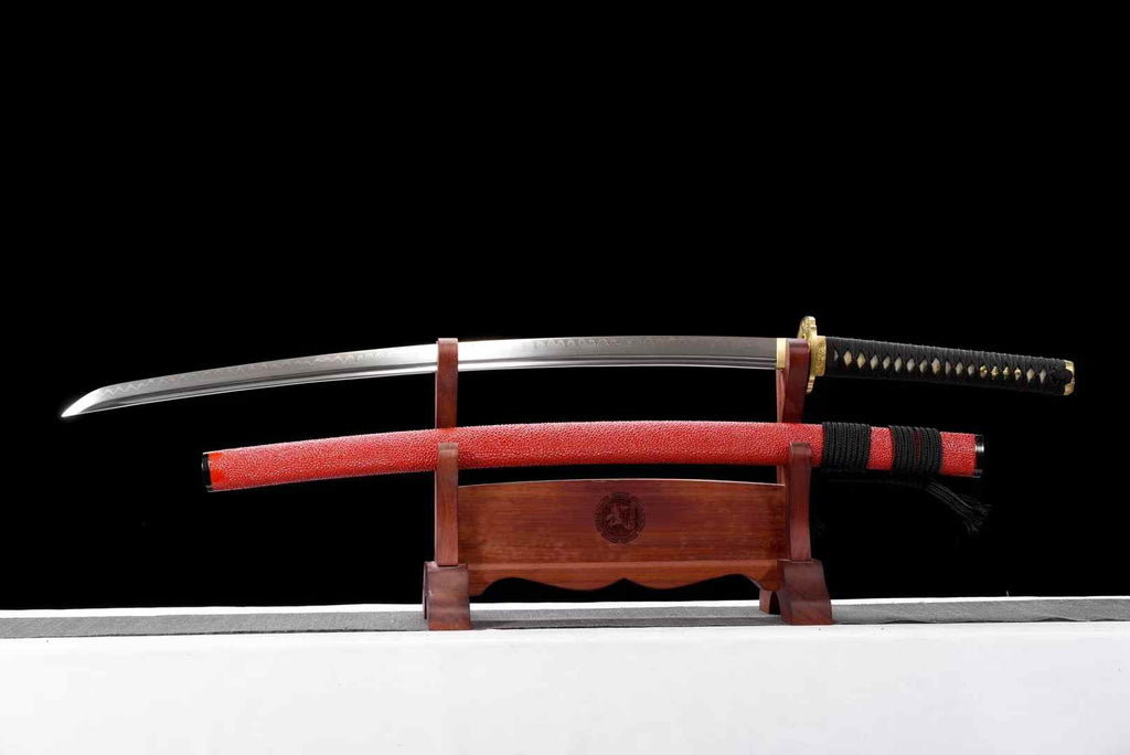 T10 Steel Katana – Mirror-Polished Clay-Tempered Samurai Sword, 60 HRC