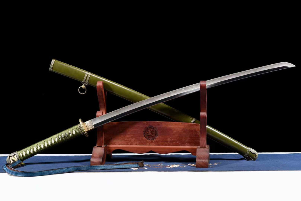 HandMade Japanese Samurai Katana Clay Tempered Damascus Steel Military Sword Type 98 Tsuba