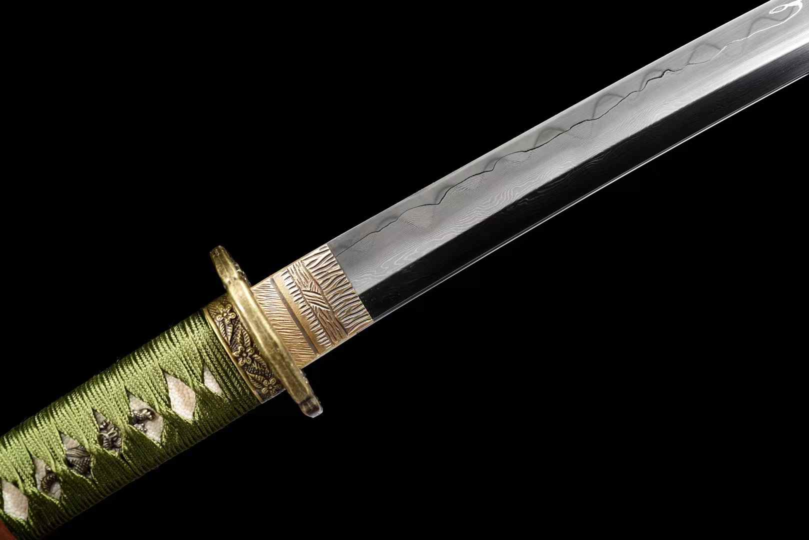 HandMade Japanese Samurai Katana Clay Tempered Damascus Steel Military Sword Type 98 Tsuba