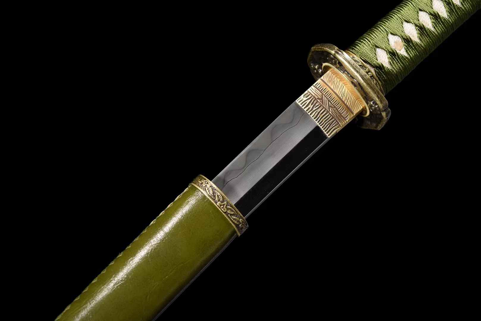 HandMade Japanese Samurai Katana Clay Tempered Damascus Steel Military Sword Type 98 Tsuba