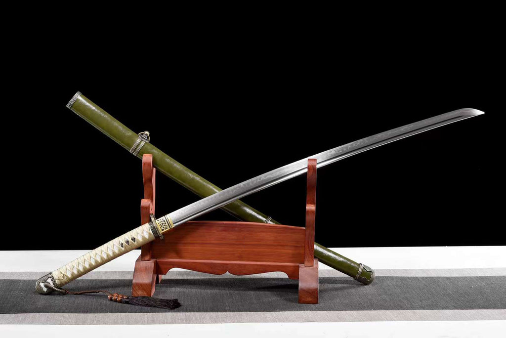 HandMade Japanese Samurai Katana Clay Tempered T-10 Steel Military Sword Type 98 Tsuba（副本）