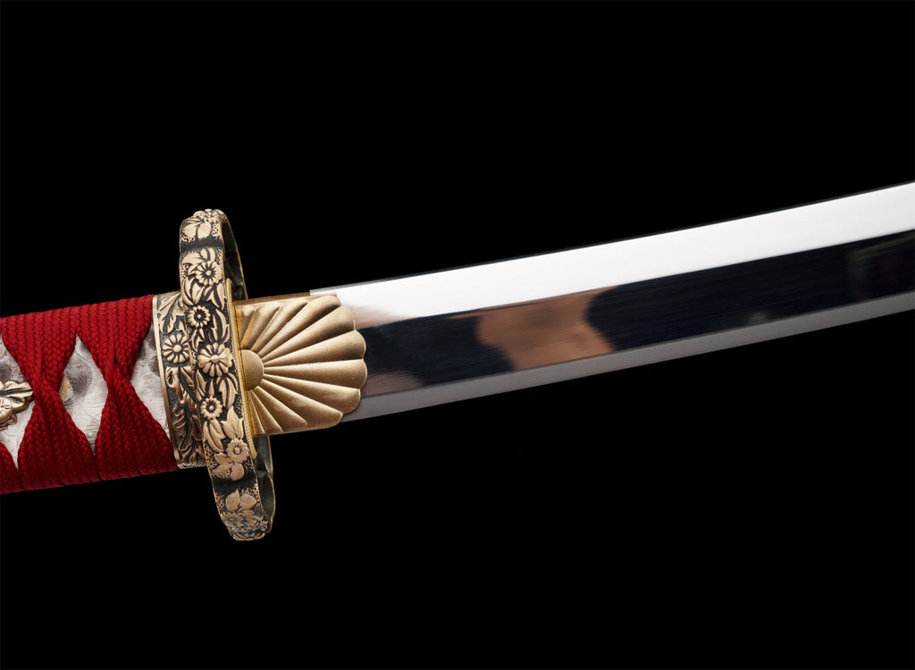 Handmade Japanese Taichi Sword,Full Tang Katana 5160 Steel with Snake Skin Saya & Copper Fittings