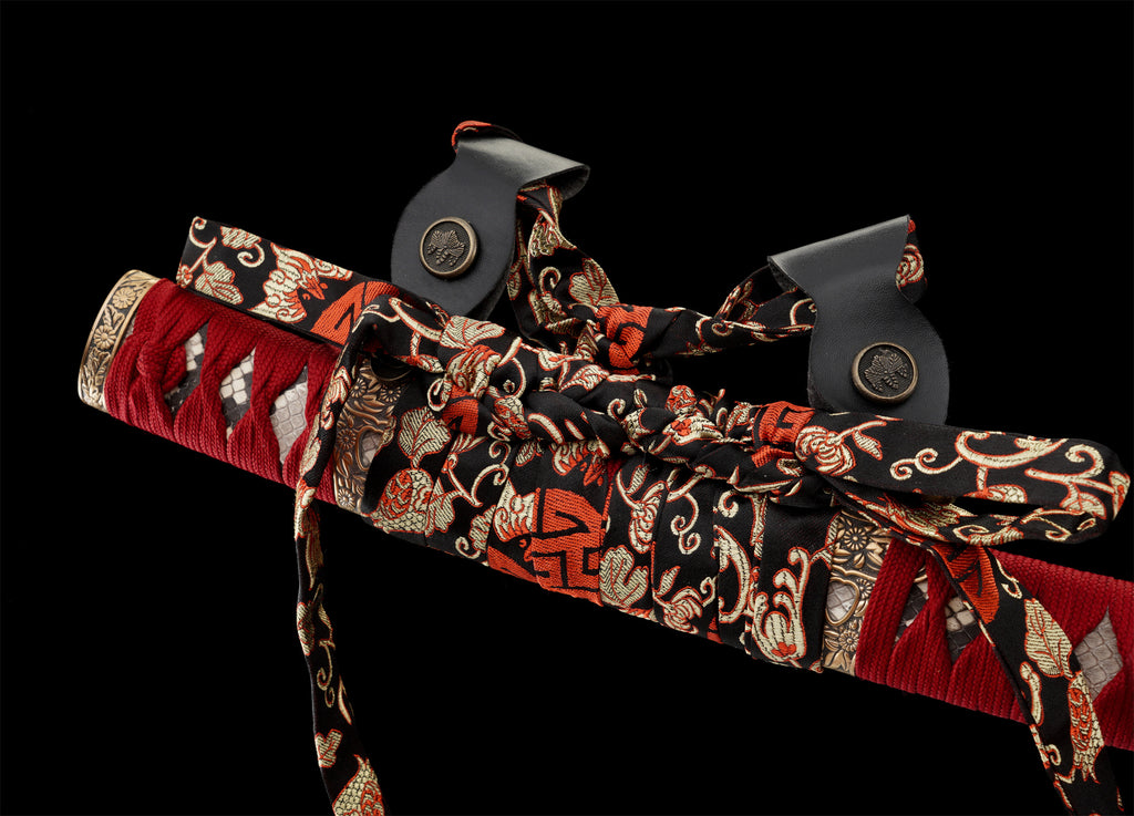 Handmade Japanese Taichi Sword,Full Tang Katana 5160 Steel with Snake Skin Saya & Copper Fittings