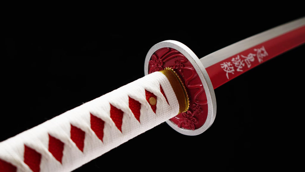 Demon Slayer Sword Tsuyuri Kanao Katana Pink Nichirin Flower Breathing Sword 1045 Carbon Steel(Sharp)