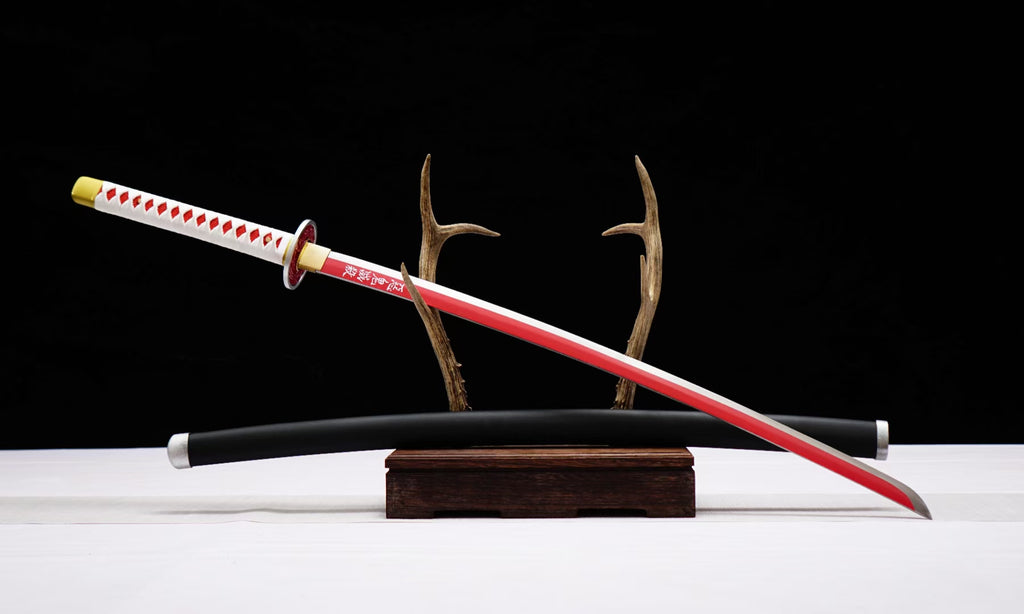 Demon Slayer Sword Tsuyuri Kanao Katana Pink Nichirin Flower Breathing Sword 1045 Carbon Steel(Sharp)