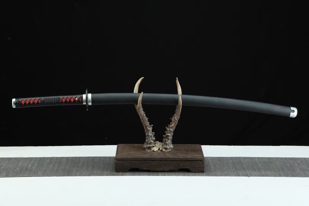 Demon Slayer Tanjiro Sword Black Blade Nichirin Katana Replica 1045 Carbon Steel