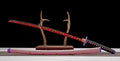 Demon Slayer Kokushibo Sword Moon Breathing Crimson Nichirin Katana 1045 Steel 1045 Carbon Steel(Sharp)
