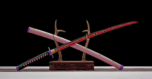 Demon Slayer Kokushibo Sword Moon Breathing Crimson Nichirin Katana 1045 Steel 1045 Carbon Steel(Sharp)