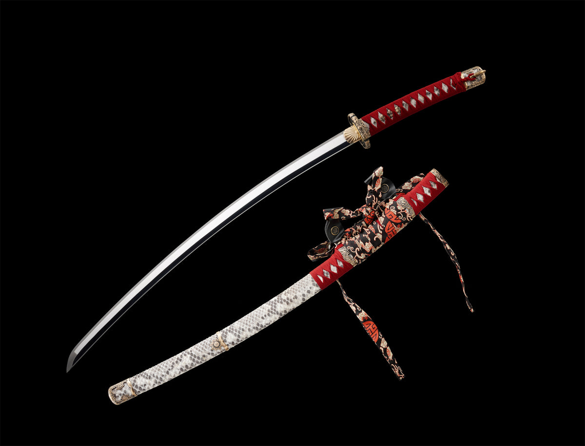 snakeskin-wrapped handle and saya